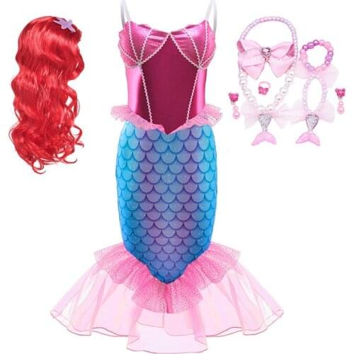 Girls Little Mermaid Halloween Princess Costume Children Ariel Dress Kids Christmas Carnival Birthday Party Fancy Outfit Clothes