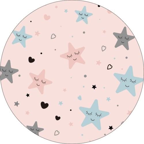 Non-Slip ChildrenS Flannel Rug, Baby Rug, Baby Play Mat, Star Blue, Pink Pattern, Comfortable Round Decorative Rug For Children