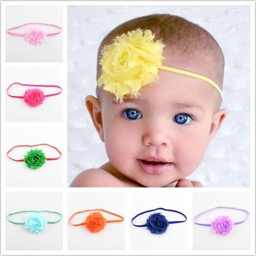 100 pcs/lot , Shabby Flower Headbands Skinny Elastic Birthday Party Gift