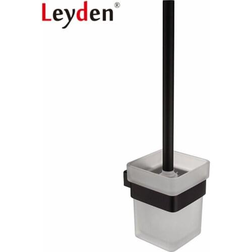 Leyden Stainless Steel Toilet Brush Holder Black WC Square Toilet Brush Holder Wall Mounted Toilet Brush Bathroom Accessories