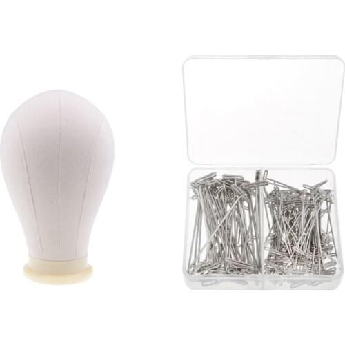 24" Canvas Wig Making Mannequin Cork Block Head Hat Display Stand & Pins Set