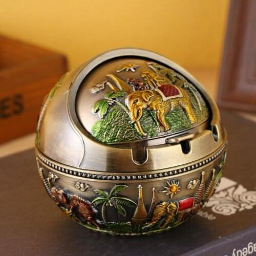 Metal Ash Tray Cigarette Smoking Holder Organizer Home Decor Retro Castle Elephant Ashtray Houdehold Living Room Ornaments