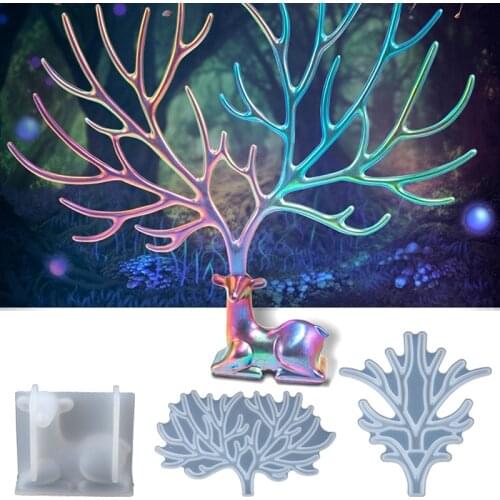 1PCS Deer With Horns Silicone Mold Jewelry Storage Rack Soft Mold UV Resin Mould Kawaii Resin Craft Supplies Silicone Mold Resin