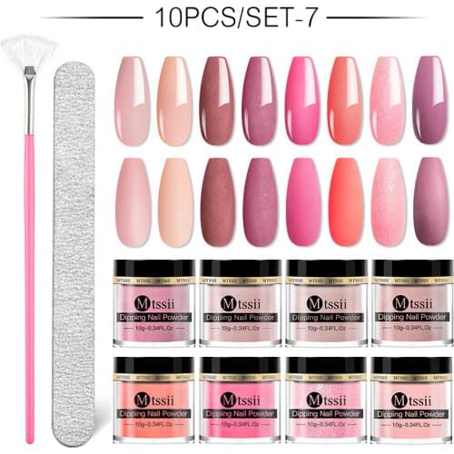 Mtssii Dipping Powder Set Nail Holographic Glitter Dip Powder Nails Set For Manicure Gel Nail Polish 10g Chrome Pigment Powder