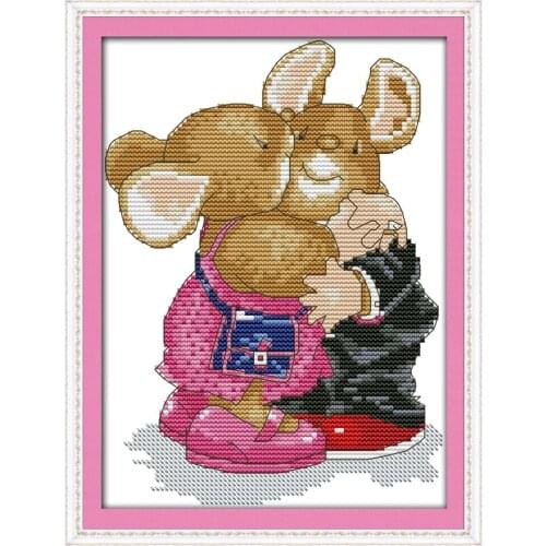 Happy hug cross stitch kit 14ct 11ct count print canvas stitches embroidery DIY handmade needlework plus