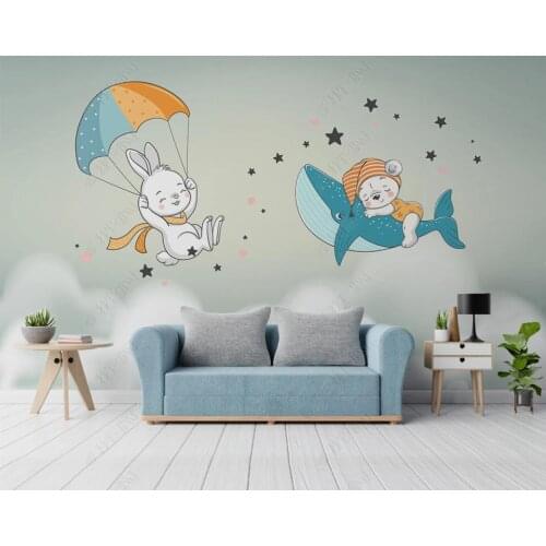 Custom mural 3d photo wallpaper Cartoon hand drawn creative sky animal childrens room home decor wallpaper for wall 3 d