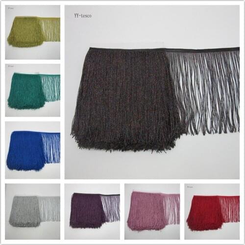 Wholesale 200 Meters 20cm width Fringe Tassel Trimming Lace Latin Dress Macrame Samba Dance Clothing Lace Polyester Single Band