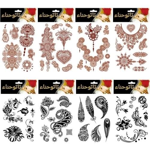 Wholesale 500PCS Hanna Body Tattoo Removable Indian Bride Europe America Palm Hannah Lace Temporary Tattoo Flash Daily Tatuajes