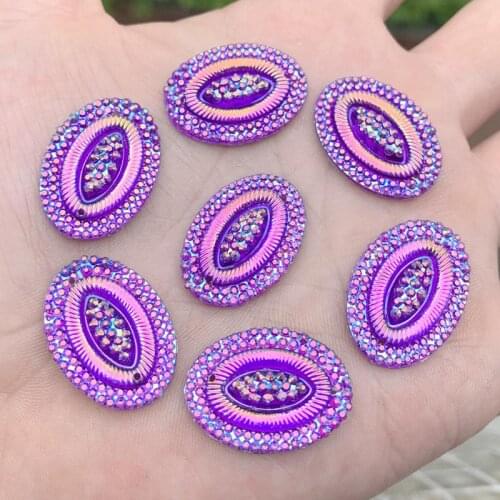 40PCS 18*25mm Oval Resin Gems Cabochon For Beaded Jewelry Acrylic Sew On Rhinestone -E451*2