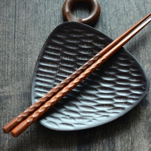 Food Grade Chopsticks Handmade Sushi Wooden Chopsticks Tableware 100% Natural Ironwood Korean Style Length 24cm 6pairs/set