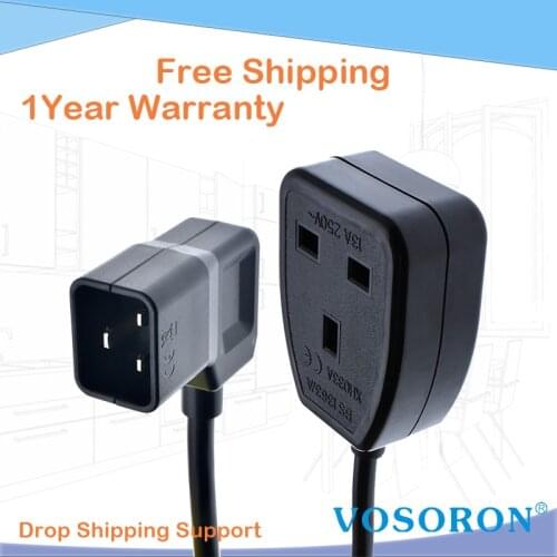 90degree elbow C20 to UK Female Socket converter cable cord,UPS Power Cable IEC C20 Male 16A Plug to UK 13A Female Socket BS1363