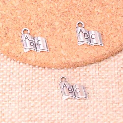 200pcs book abc Charms Zinc alloy Pendant For necklace,earring bracelet jewelry DIY handmade 11*11mm