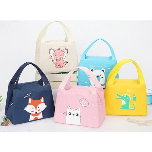 Portable Thermal Insulated Lunch Box Tote Cooler Handbag Bento Pouch Dinner Container Cartoon School Food Storage Bags