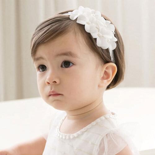 Newborn Cute Baby Pearl Hairband White Lace Flower Handmade Elastic Headband for Girl Bebes Accessories Toddler Infant Headbands