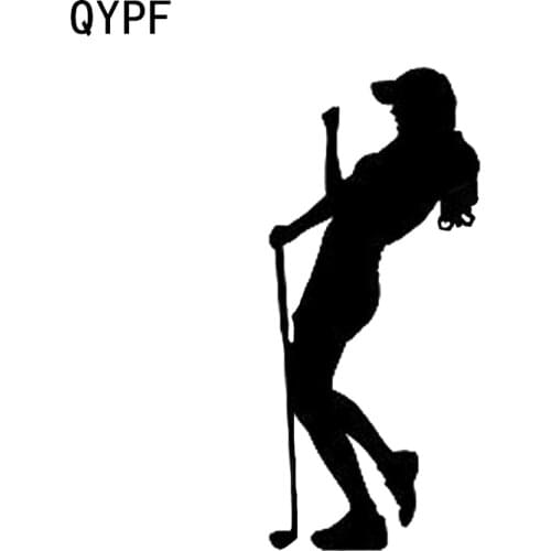 QYPF 7.4*16.9CM Interesting Golf Girl Woman Sportsman Decor Car Sticker Black/Silver Accessories Vinyl C16-1521