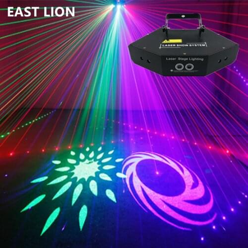 Hot Sale 6-Eye RGB Disco Lamp Beam Scans Laser DMX Stage Strobe Dj Light Halloween Christmas Bar Party Projetor Home Decoration