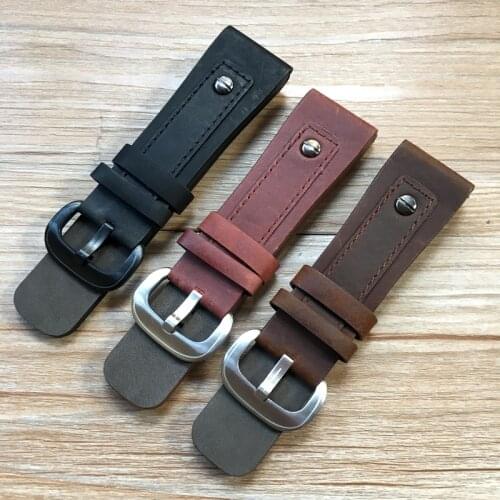 Handmade Personality 28mm Black Brown Calf Genuine Leather Wrist Watch Band For Seven Friday Strap Belt Bracelet With Rivet