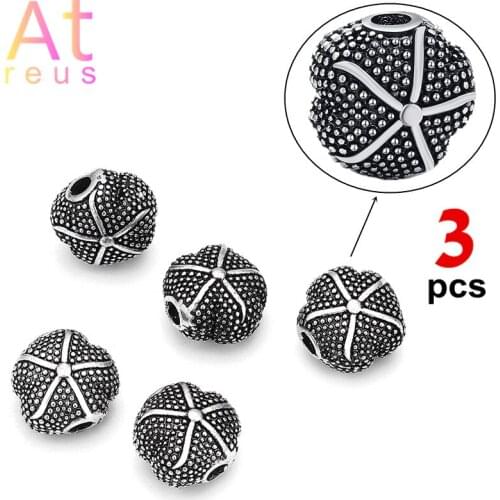 Antique Silver Color Starfish Metal Beads For Women Men Beadwork Vintage Jewelry Bohemian Charm Bracelet DIY Making