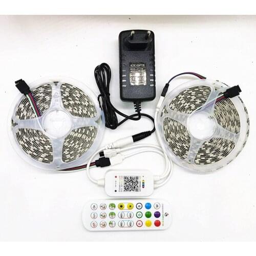 Led 12V 5050 intelligent LED Strip + app music 24 key controller for wall stair light KTV DJ party bar light + 110V 220V adapter