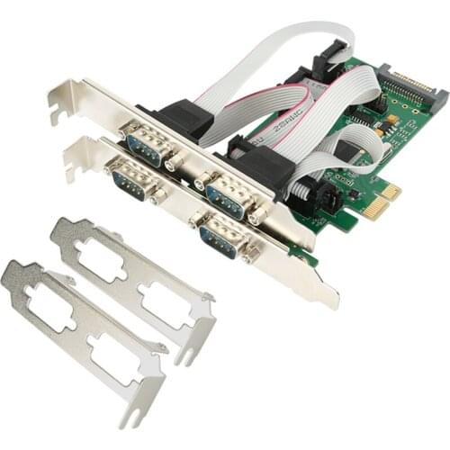 Industrial Grade PCI express 4 ports Serial card PCI-e Multi RS232 DB9 COM 5VDC 12DV SATA external power supply WCH384L