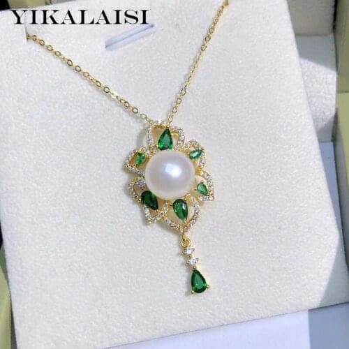 YIKALAISI 925 Sterling Silver Necklaces Jewelry For Women 9-10mm Oblate Natural Freshwater Pearl Pendants New Arrivals Wholesale
