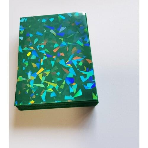 100 PCS/LOT66x91 Green Broken Laser Broken Gemstone Glass Flashing High End Gaming Card Sleeves Idol Photo Holographic Protector