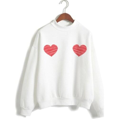 Female O-Neck Woman Sweatshirt Heartbeat Autumn Women Streetwear Hoodies Clothes Heart Beat Winter Oversized Hoodies