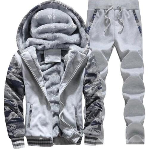 Large Size M-5XL Winter Tracksuits Men Set Plus Velvet Sporting Suit Warm Thickened Sportswear Sweatsuit Two Piece Outfit sets