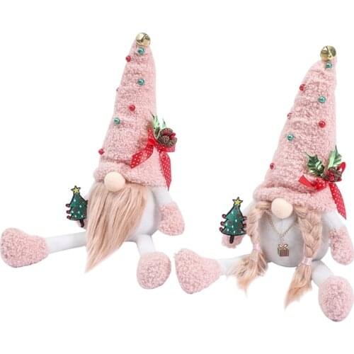 2Pcs Faceless Gnome Plush Doll Santa Gnome Rudolph Doll Pendant Xmas Gift Christmas Decorations For Desktop Fireplace