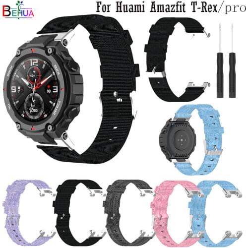 2021 Nylon WatchStrap For Huami Amazfit T-Rex Pro SmartWatch Band for Amazfit T-Rex Canvas Accessories Belt WristBand Bracelet