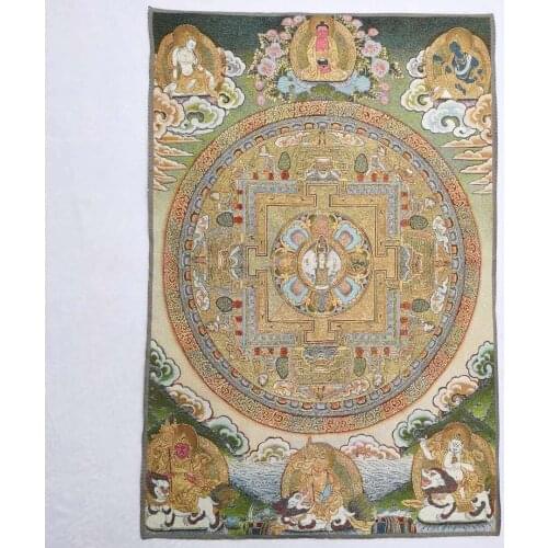 36" Tibet Tibetan Cloth Silk Buddhism Mandala Tangka Thangka Painting Mural