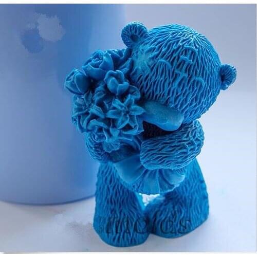 3d Silicone Mold Mould Diy Craft Molds Rubber Teddy with Flowers for Soap and Candles Making Baby PRZY Eco-friendly 001