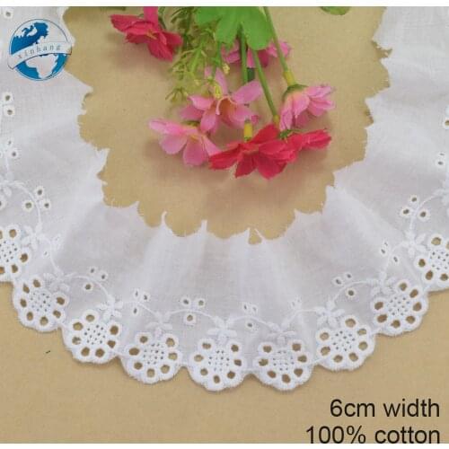 6cm wide 100% Cotton embroid lace sewing ribbon guipure trim wedding decoration DIY dolls colthes Accessories lace edge#4159