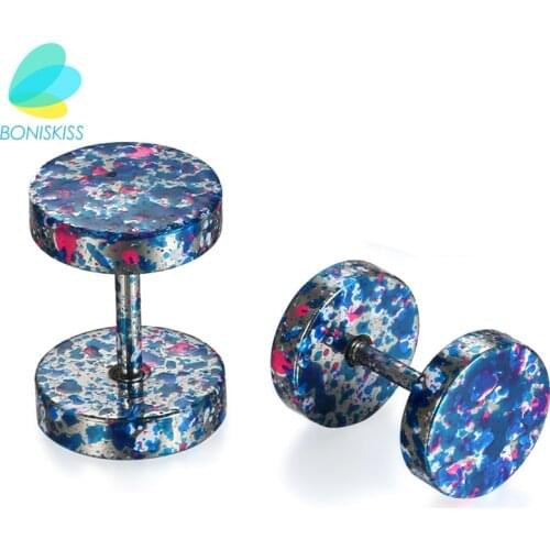 Boniskiss Stainless Steel Rainbow Earrings Double Round Stud Earrings For Men Women Fashion Ear Female Male Stud Earring