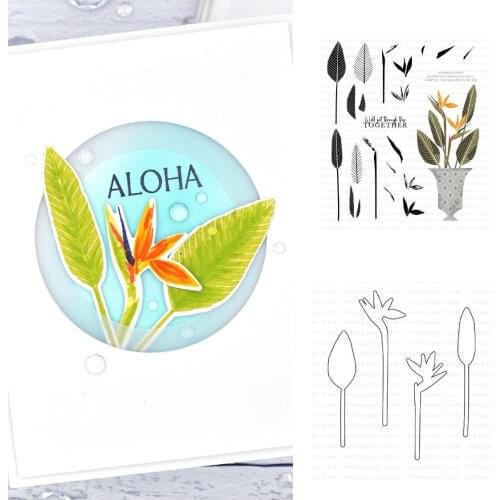 Floral Paradise Metal Cutting Dies and Silicone Stamps Stencil for Scrapbooking Album Decoration Craft for DIY Greeting Card
