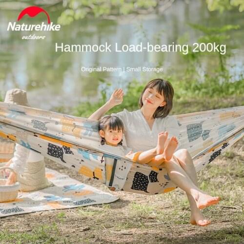 Naturehike Parent Child Printing Hammock Widen Anti Rollover Camping Swing Simple Bed Suitable For Indoor Recreation And Outdoor