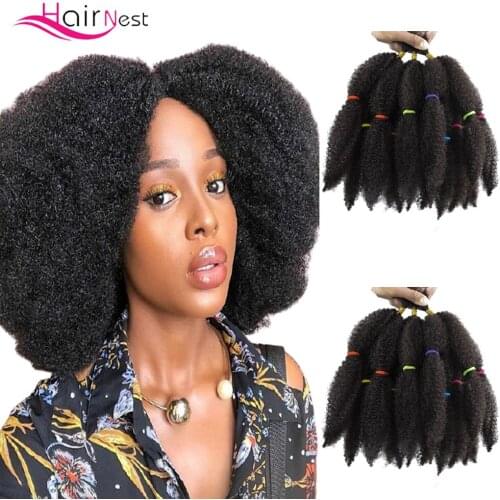 Hair Nest 14 Inch Synthetic Kinky Bulk Curly Crochet Braids Yaki Ombre Braiding Hair Extension Black Brown Burgundy For Black