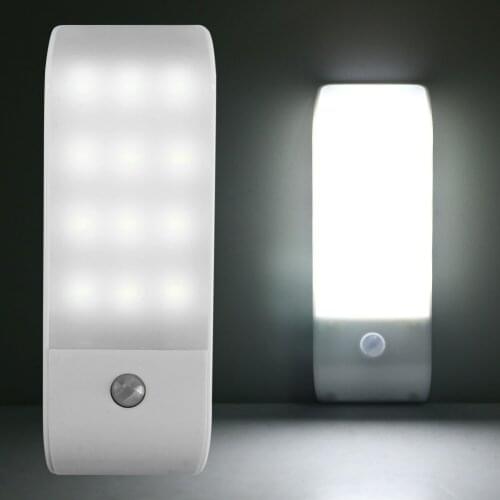 Hot Selling 12LED USB Rechargeable Lamp PIR Motion Induction Sensor Closet Nightlight Lamp Yellow/White Light With 2Switch Type