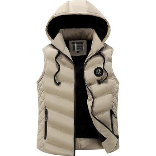 Coat men vest warm jacket casual autumn winter thick vest mens fashion removable cap vests male out coats vest men clothes ropa