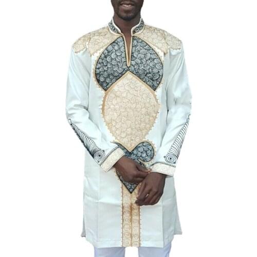 2021 Summer African Men Long Sleeve Printing Plus Size Long Shirts African Clothes for Men