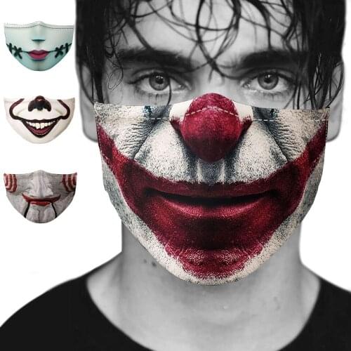 Hot Halloween Joker Horror Mouth Masks Women Men Unisex Clown Cospaly Face-Protection Cycling Spots Breathable Adult Party Mask