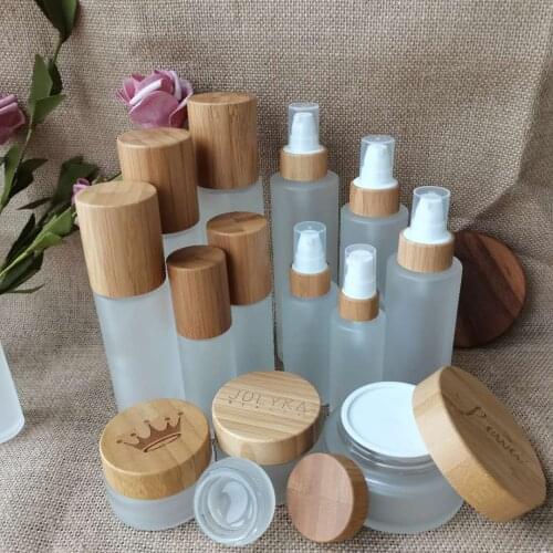 1oz 30ml 50ml 100ML 120ML Frosted Clear bottles pumps tops 4oz bamboo lotion bottle Frost Glass Mist Spray Bottle for CBD oil
