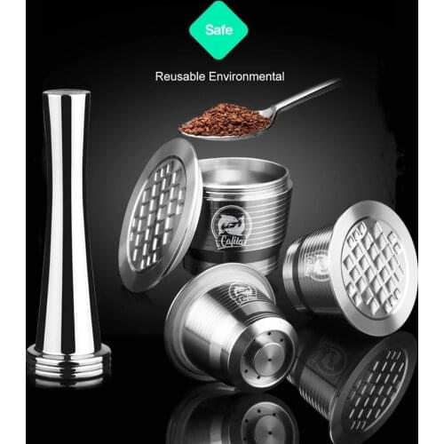 ICafilas Reusable Coffee Filter for Nespresso Machine With Tamper Stainless Steel Capsule for Nospresso