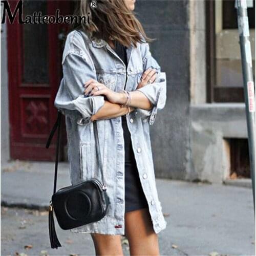 Fashion Cowgirl Jacket Denim Jacket Popular Style Mid Length Dark Hole Denim Trench Coat Leisure And Breathable Sports Outdoor