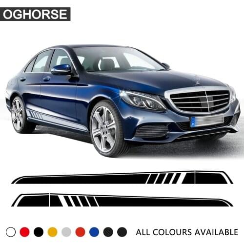 2 Pcs Door Side Skirt Stripe Decal Sticker for Mercedes Benz C Class W205 Coupe Sedan C63 C180 C200 E Class W213 AMG Accessories