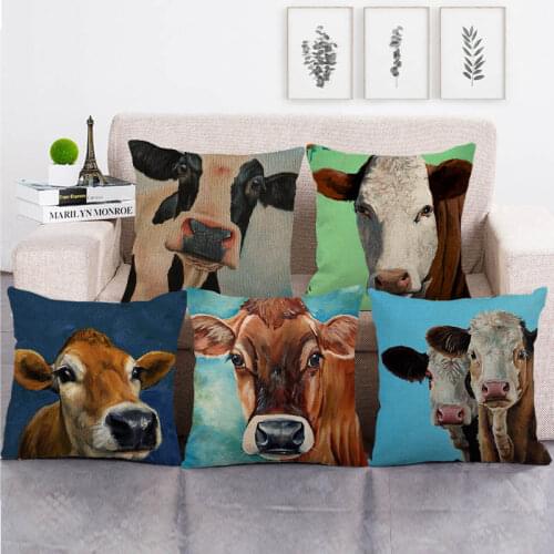 45cm*45cm farm cow paiting design linen/cotton throw pillow covers couch cushion cover home decor pillow