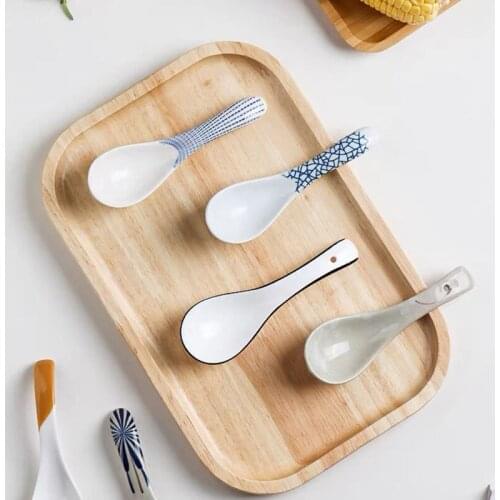 2021 New Small Spoon Japanese Ceramic Home Soup Creative Cute High Appearance Level Business Restaurant Tableware Couverts