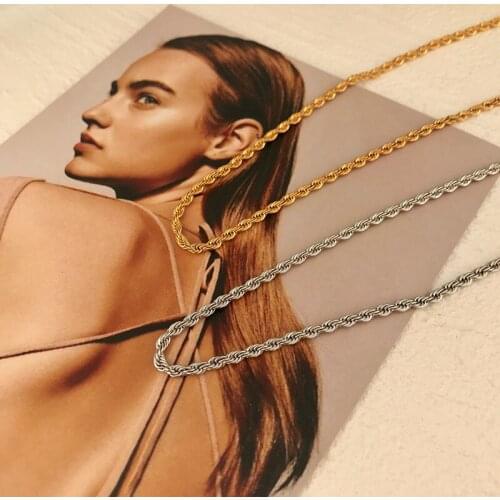 New Necklace 2021 Fashionable Twist with Chain Titanium Steel Initial Chains Necklaces for Women Jewlery Wholesale Collares