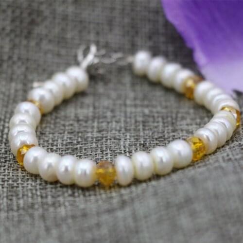 Wholesale price white natural 7-8mm pearl abacus beads strand beaded bracelet women clasp high grade diy jewelry 7.5inch B3086