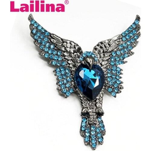 Eagle brooches for men women accessories brooch luxury brand women brooches fashion colorful blue rhinestone
